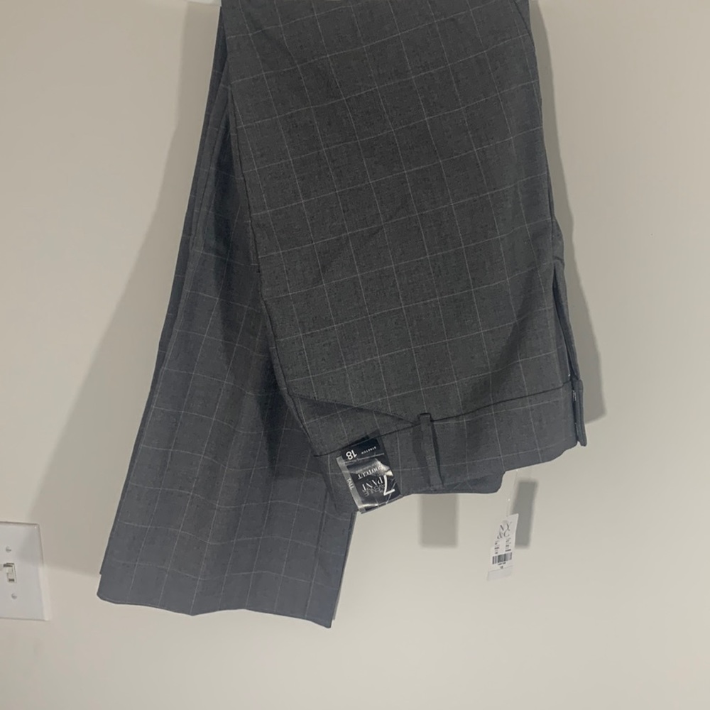 New York & Company Midrise Bootcut Career Pants Gray Plaid New NWT 18 Tall